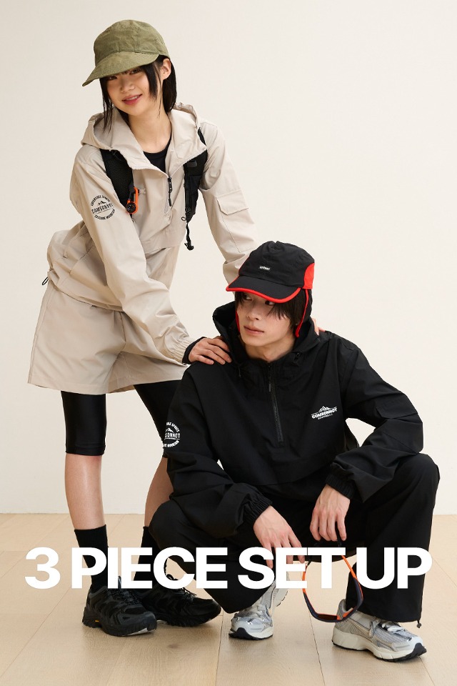 Air Light Anorak Sporty 3-Piece Set Up (beige) CSOs-022 [Unisex] 
