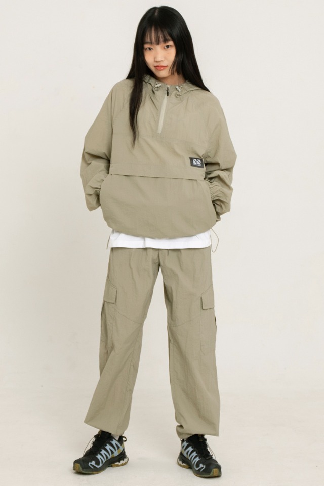 Hood Anorak 3-Piece Full Set Up (Khaki) CSOs-003 [Unisex] 