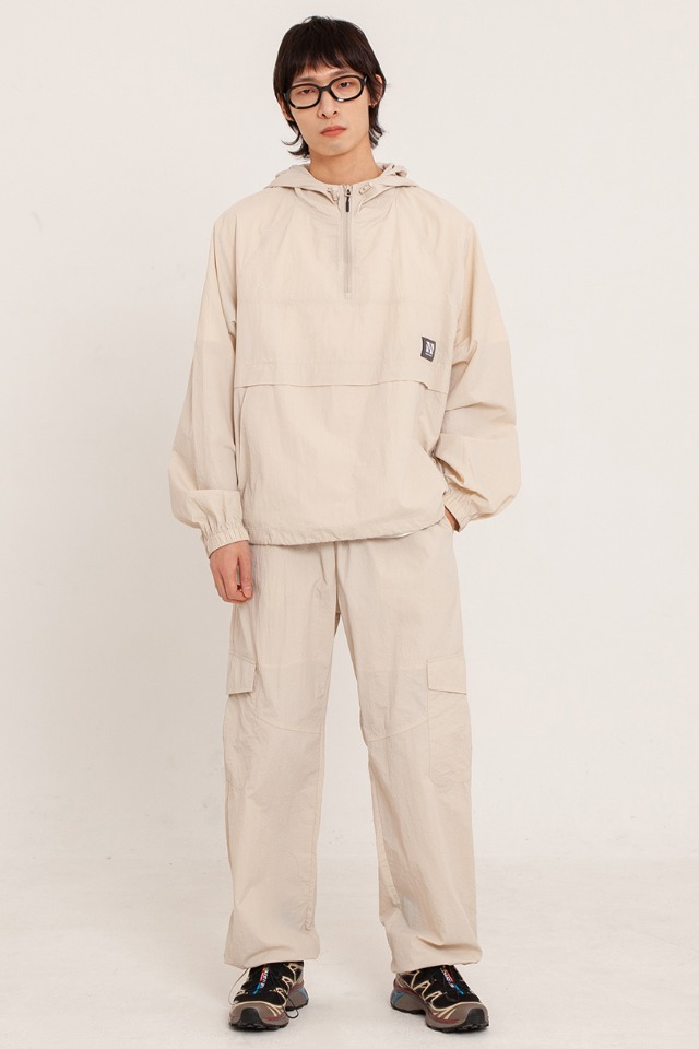 Hood Anorak 3-Piece Full Set Up (Beige) CSOs-003 [Unisex] 