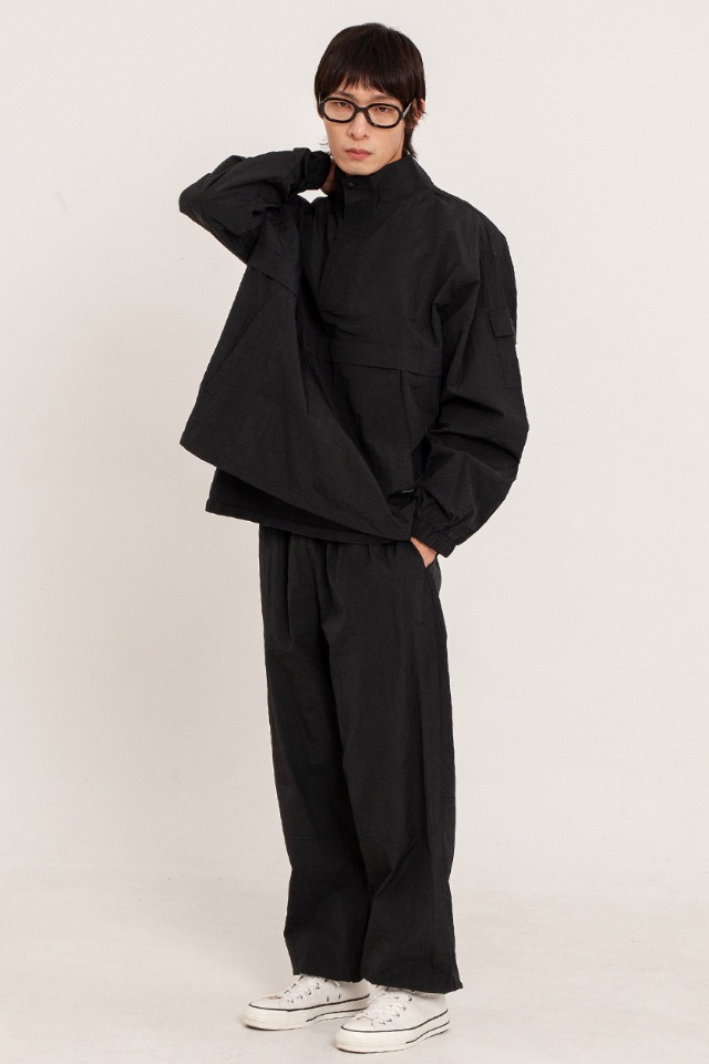 High Neck Anorak 3-Piece Full Set Up (Black) CSOs-004 [Unisex] 