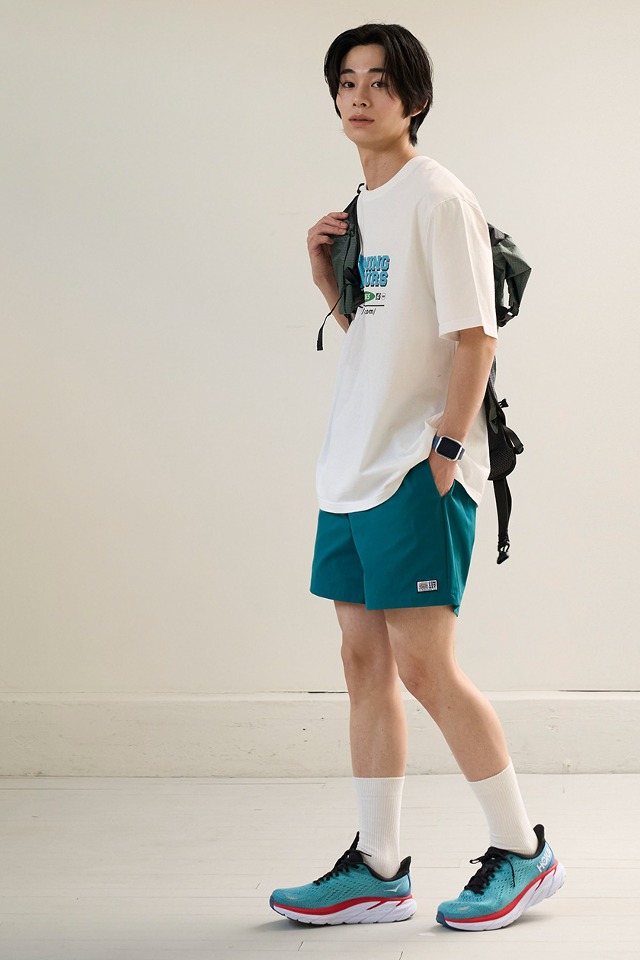 Basic Logo Label Light Summer Shorts (blue green) CSOp-218  [Unisex] 