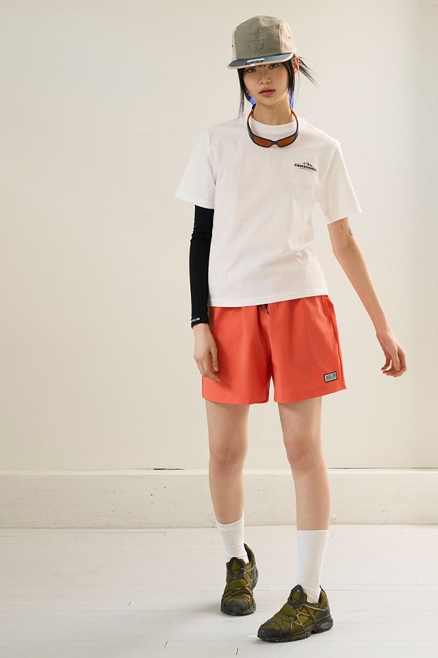 Basic Logo Label Light Summer Shorts (coral) CSOp-218  [Unisex] 