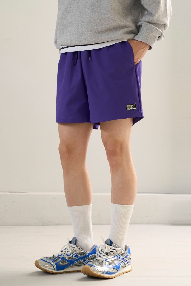 Basic Logo Label Light Summer Shorts (purple) CSOp-218  [Unisex] 