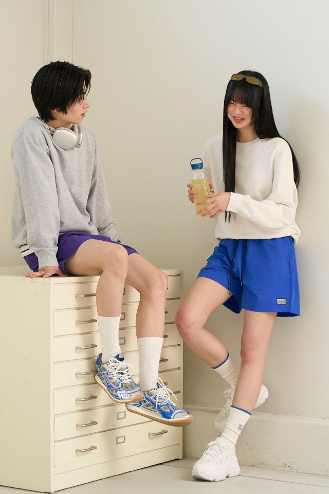 Basic Logo Label Light Summer Shorts (purple) CSOp-218  [Unisex] 